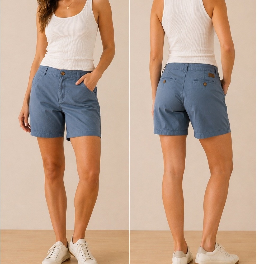 Dockers Bermuda Shorts Womens 16 Blue New Cotton Stretch Mid Rise Casual Pockets